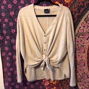 Never worn. Beige long sleeve cardigan. Tie front
